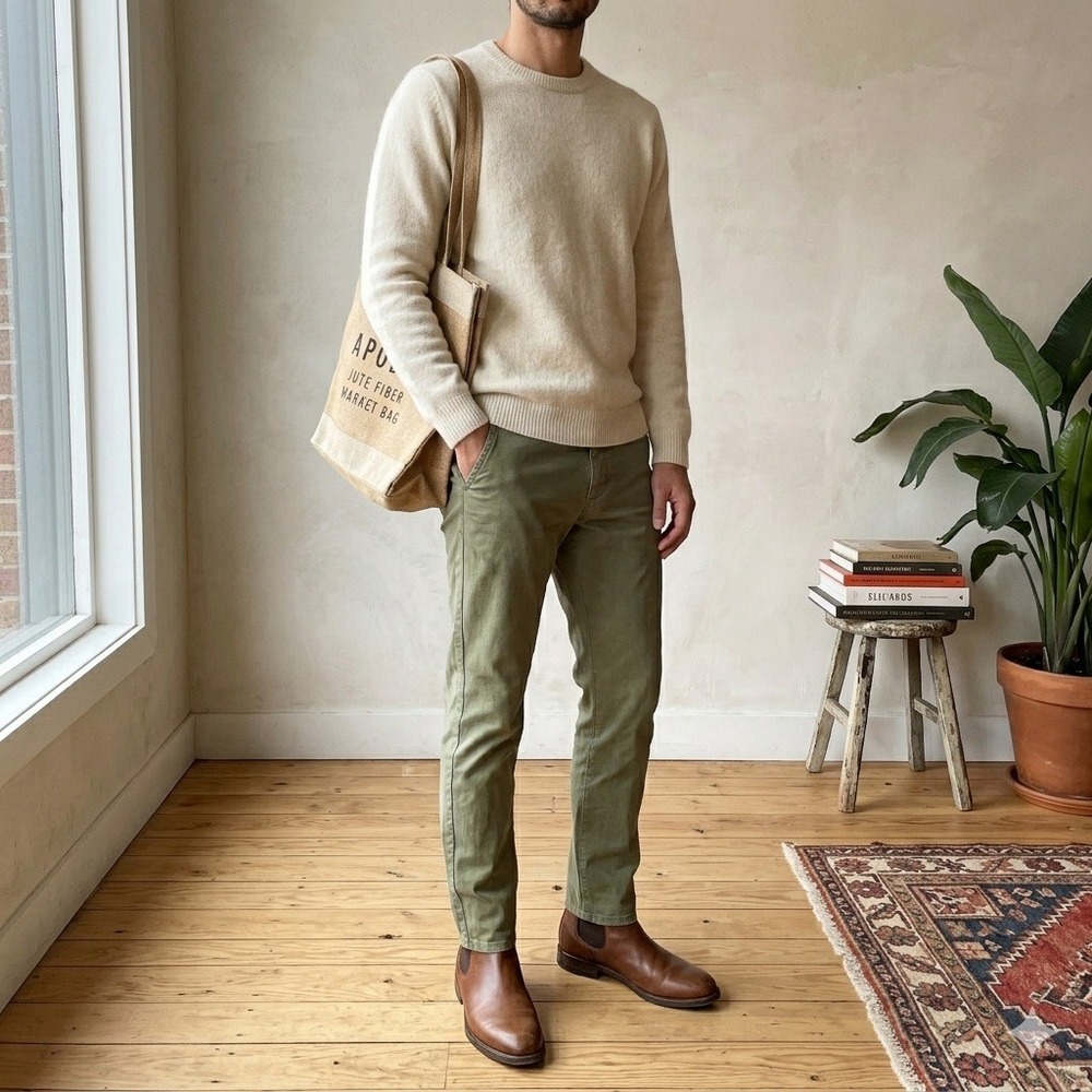 Apolis Utility Chino Pants Mens 32 Olive Green Straight‎ Leg Workwear Gorpcore